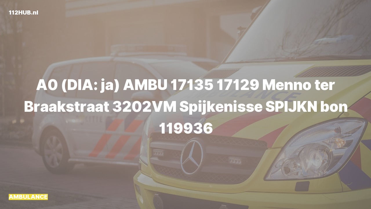 Deelafbeelding voor Ambulance met spoed naar de Menno ter Braakstraat in Spijkenisse.