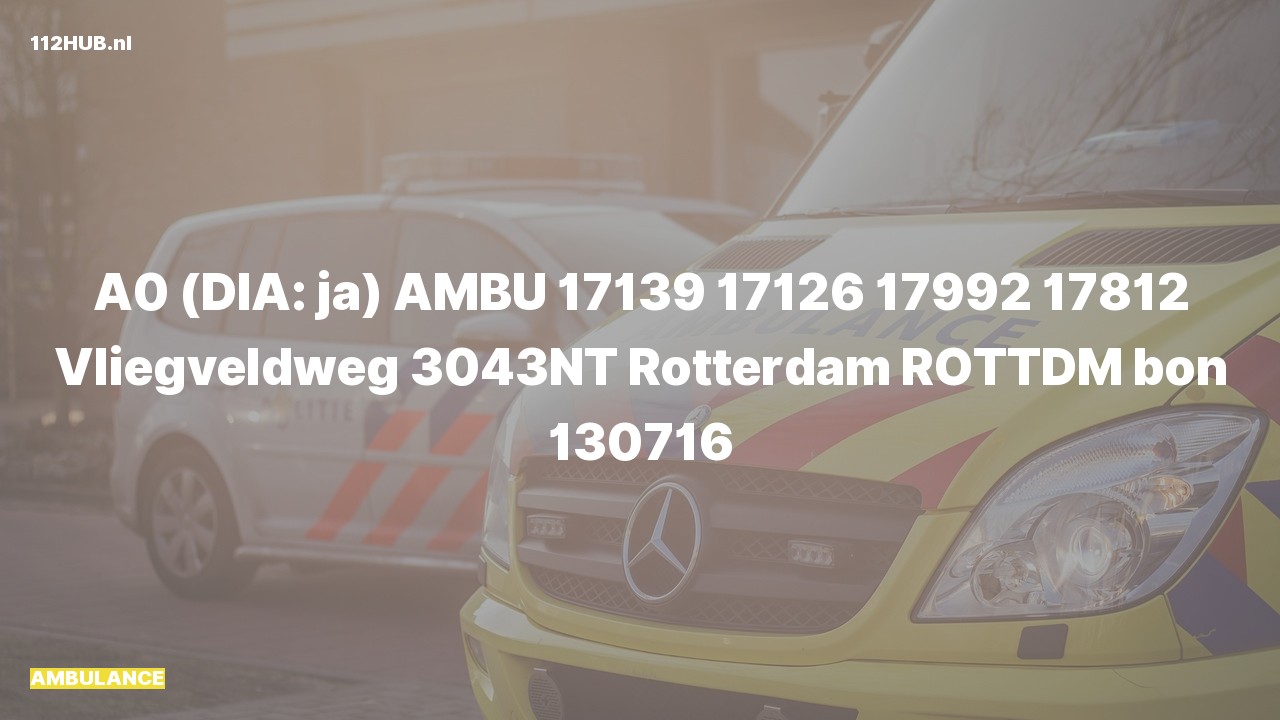 Deelafbeelding voor Ambulance met spoed naar de Vliegveldweg in Rotterdam.