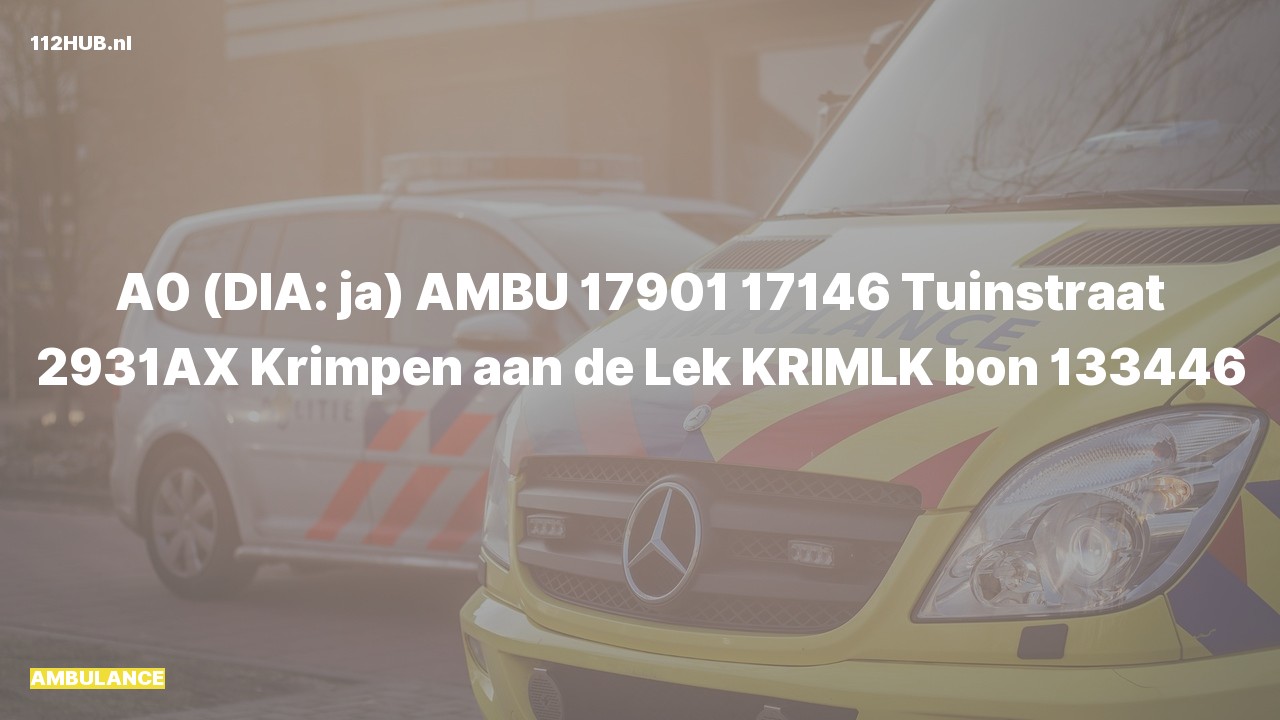 Deelafbeelding voor Ambulance met spoed naar de Tuinstraat in Krimpen aan de Lek.