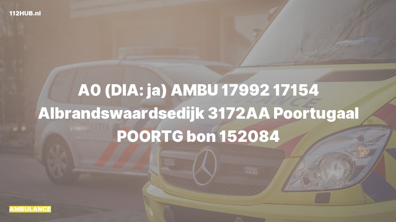 Deelafbeelding voor De ambulance is met spoed uitgerukt naar de Albrandswaardsedijk in Poortugaal