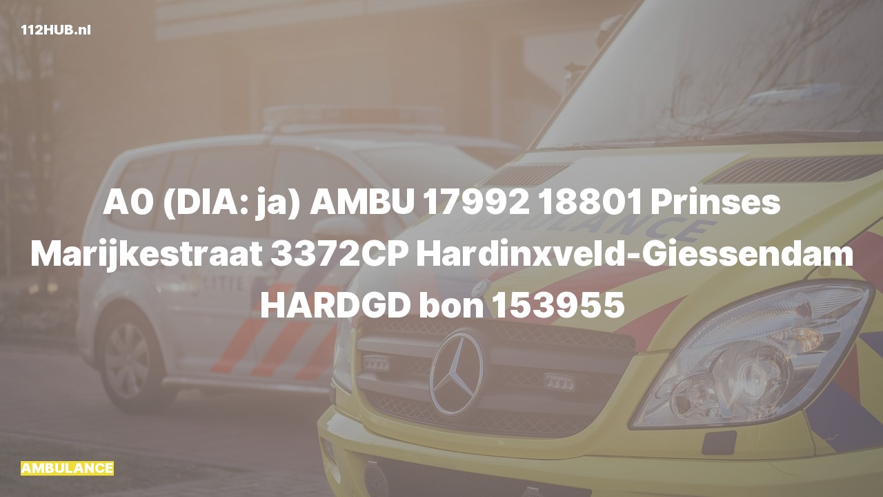 Deelafbeelding voor De ambulance is met spoed uitgerukt naar de Prinses Marijkestraat in Hardinxveld-Giessendam
