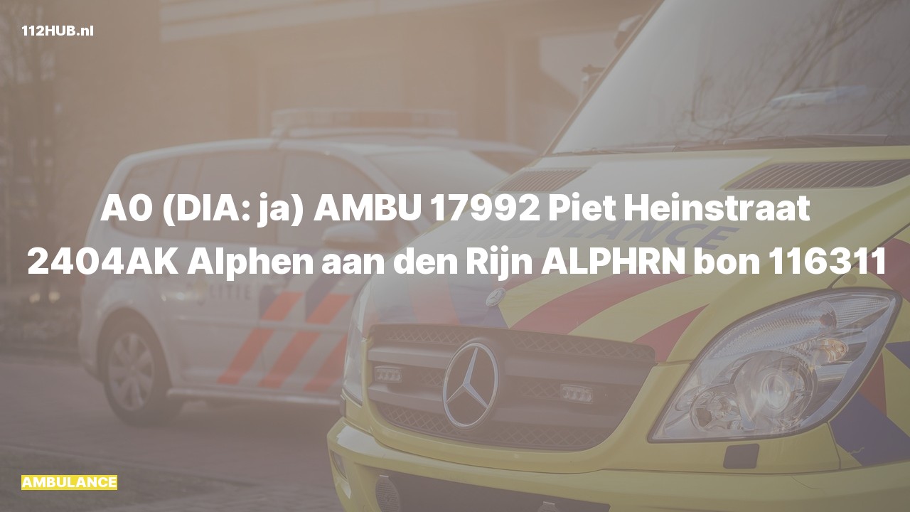 Deelafbeelding voor Ambulance met spoed naar de Piet Heinstraat in Alphen aan den Rijn.