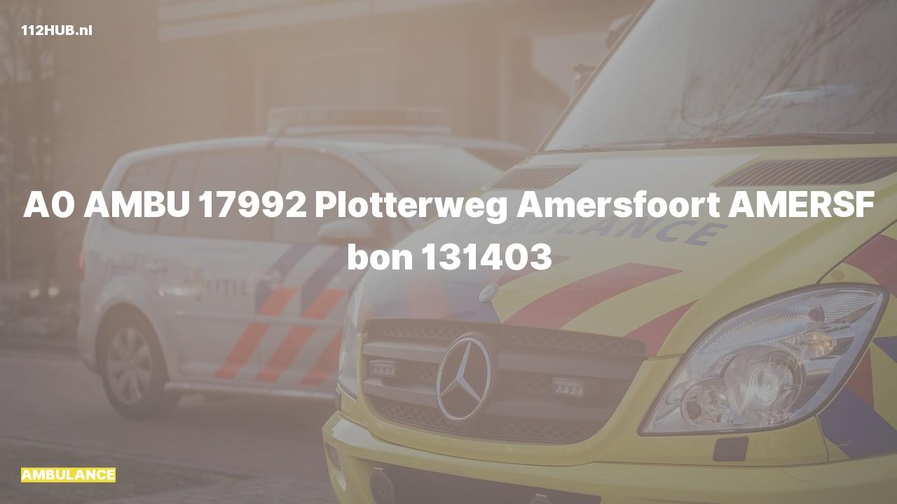 Deelafbeelding voor Ambulance met spoed naar de Plotterweg in Amersfoort.