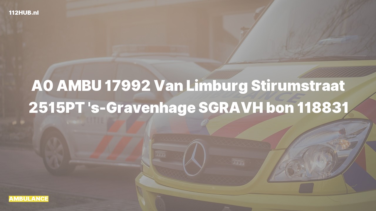 Deelafbeelding voor Ambulance met spoed naar de Van Limburg Stirumstraat in 's-Gravenhage.