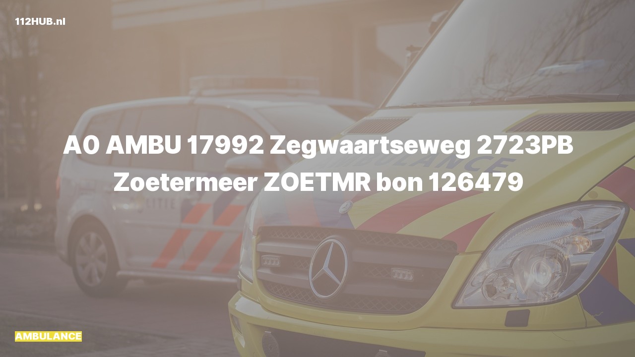 Deelafbeelding voor Ambulance met spoed naar de Zegwaartseweg in Zoetermeer.