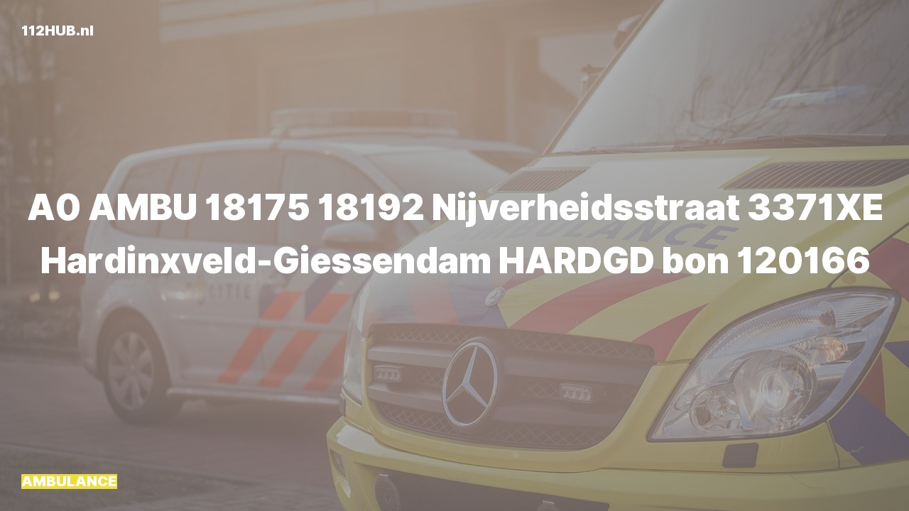Deelafbeelding voor Ambulance met spoed naar de Nijverheidsstraat in Hardinxveld-Giessendam.