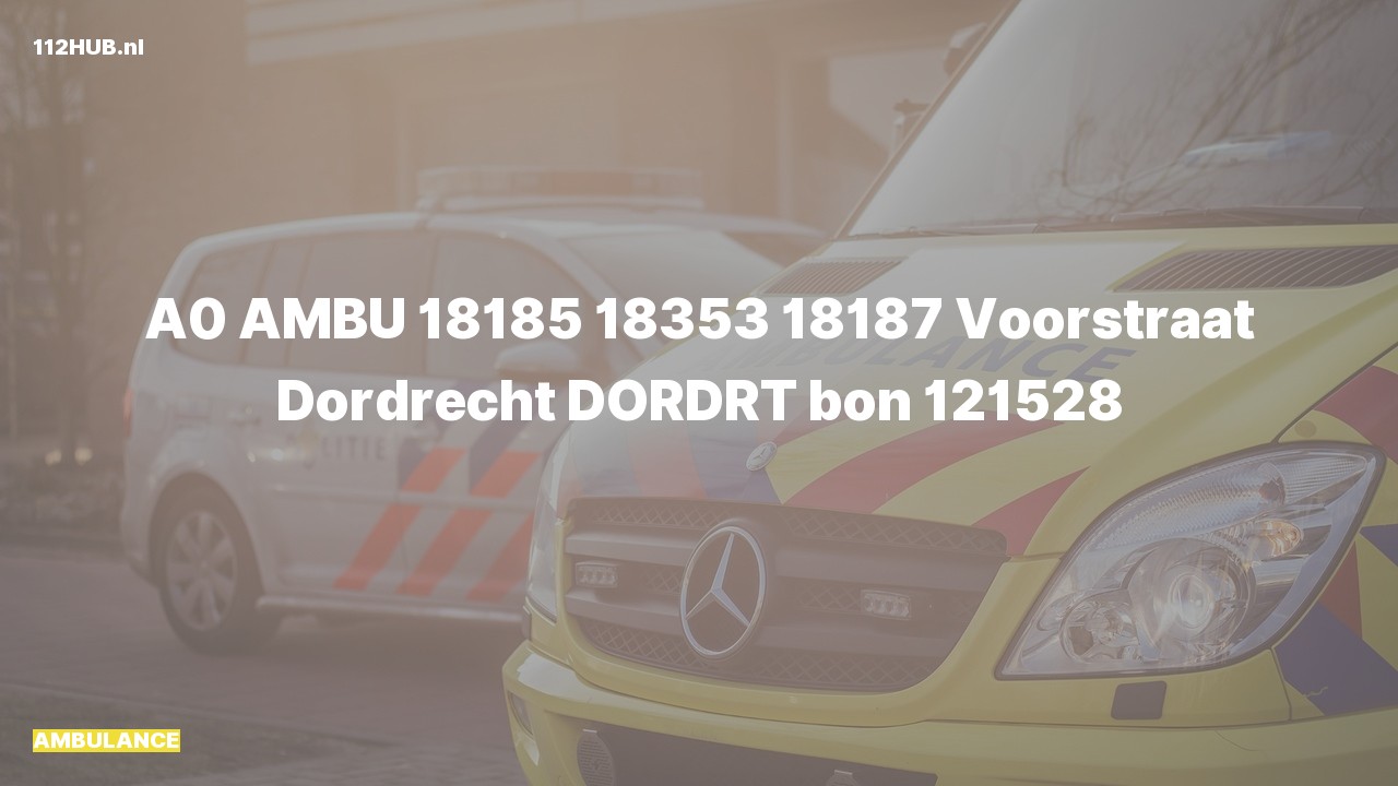 Deelafbeelding voor Ambulance met spoed naar de Voorstraat in Dordrecht.