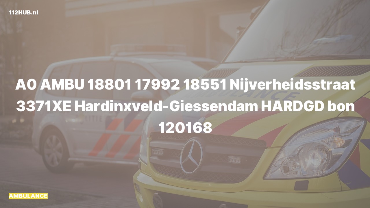 Deelafbeelding voor Ambulance met spoed naar de Nijverheidsstraat in Hardinxveld-Giessendam.