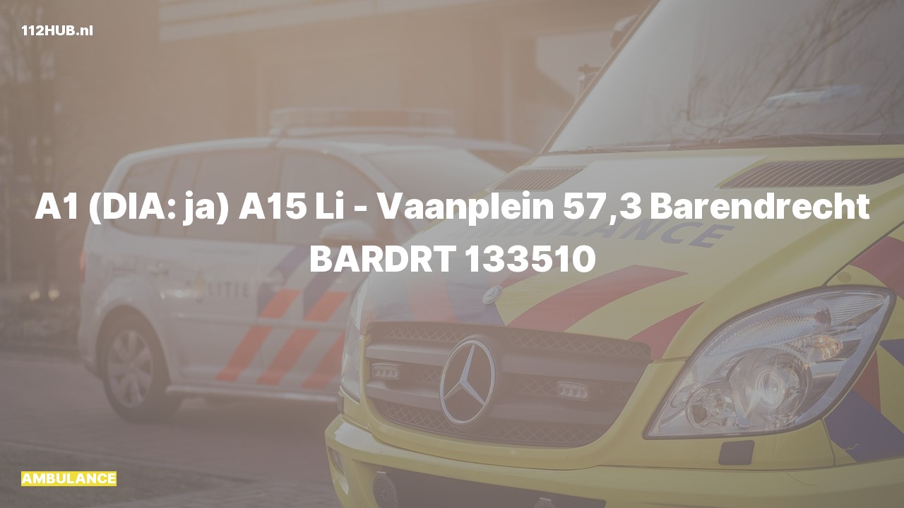 Deelafbeelding voor Ambulance met spoed op de A15 bij hectometerpaaltje 57.3.