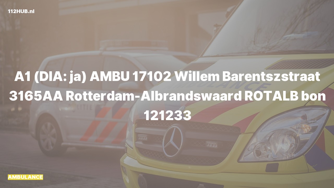 Deelafbeelding voor Ambulance met spoed naar de Willem Barentszstraat in Rotterdam-Albrandswaard.