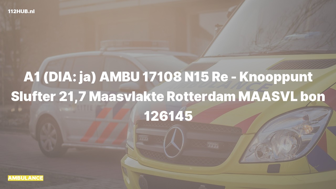 Deelafbeelding voor Ambulance met spoed op de N15 bij hectometerpaaltje 21.7.
