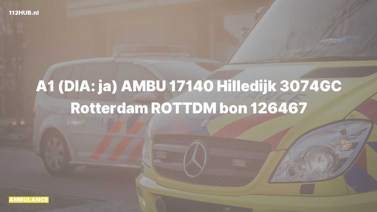 Deelafbeelding voor Ambulance met spoed naar de Hilledijk in Rotterdam.