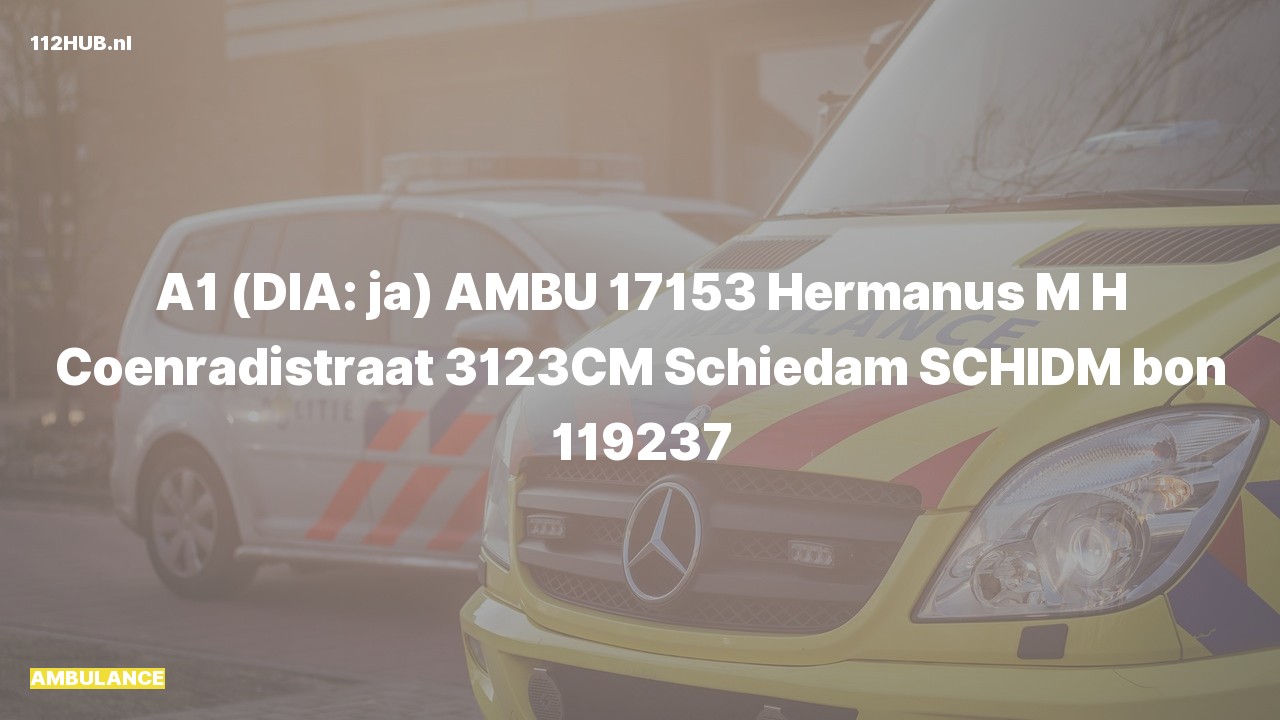 Deelafbeelding voor Ambulance met spoed naar de Hermanus M H Coenradistraat in Schiedam.