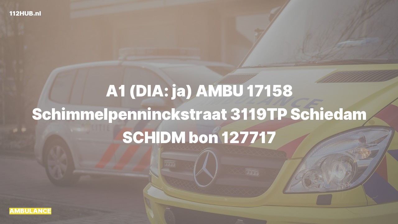 Deelafbeelding voor Ambulance met spoed naar de Schimmelpenninckstraat in Schiedam.