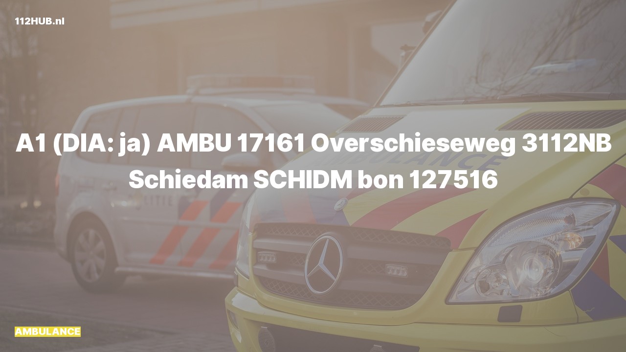 Deelafbeelding voor Ambulance met spoed naar de Overschieseweg in Schiedam.