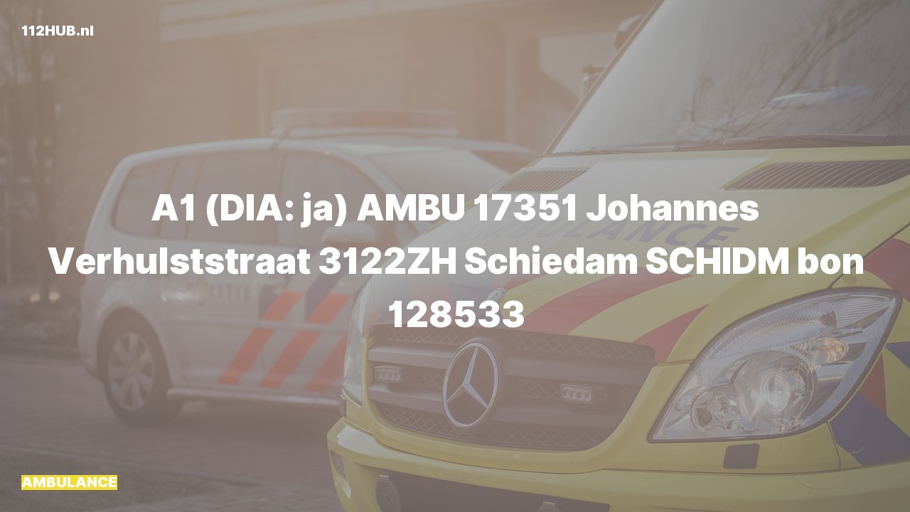 Deelafbeelding voor Ambulance met spoed naar de Johannes Verhulststraat in Schiedam.