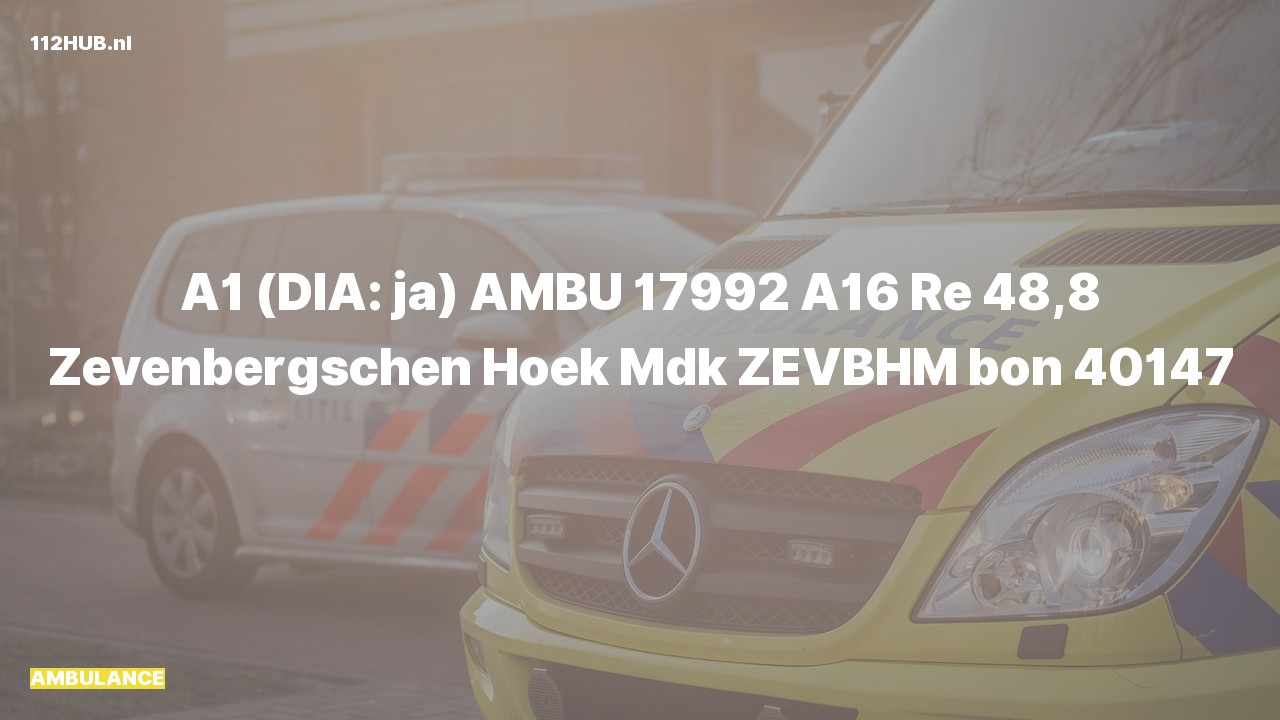 Deelafbeelding voor De ambulance is met spoed uitgerukt op de A16 bij hectometerpaaltje 48.8