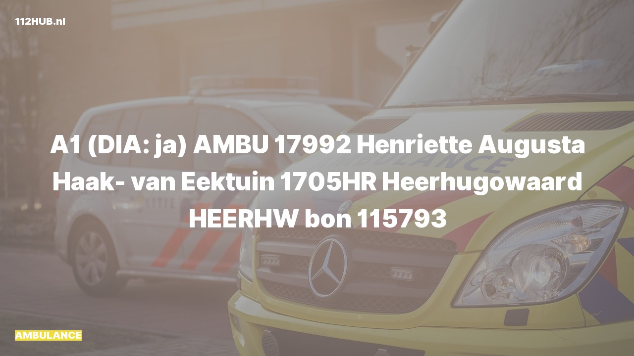 Deelafbeelding voor Ambulance met spoed naar de Henriëtte Augusta Haak- van Eektuin in Heerhugowaard.