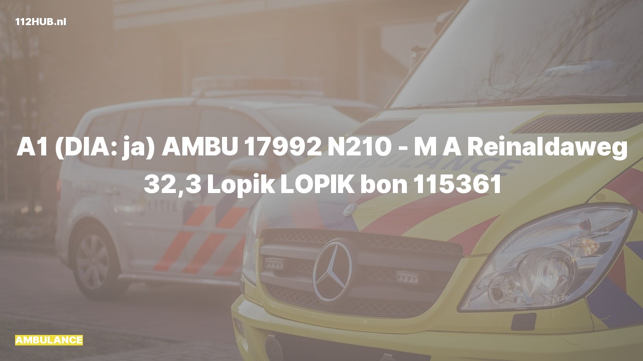 Deelafbeelding voor Ambulance met spoed op de N210 bij hectometerpaaltje 32.3.