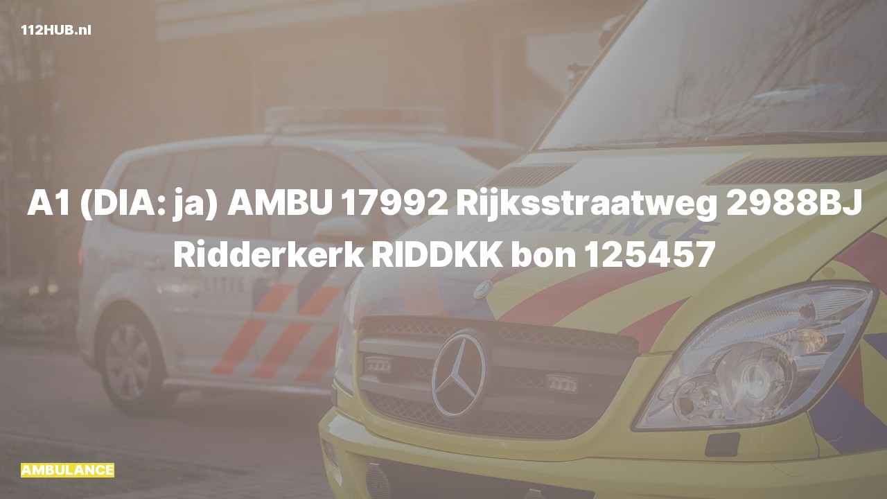 Deelafbeelding voor Ambulance met spoed naar de Rijksstraatweg in Ridderkerk.