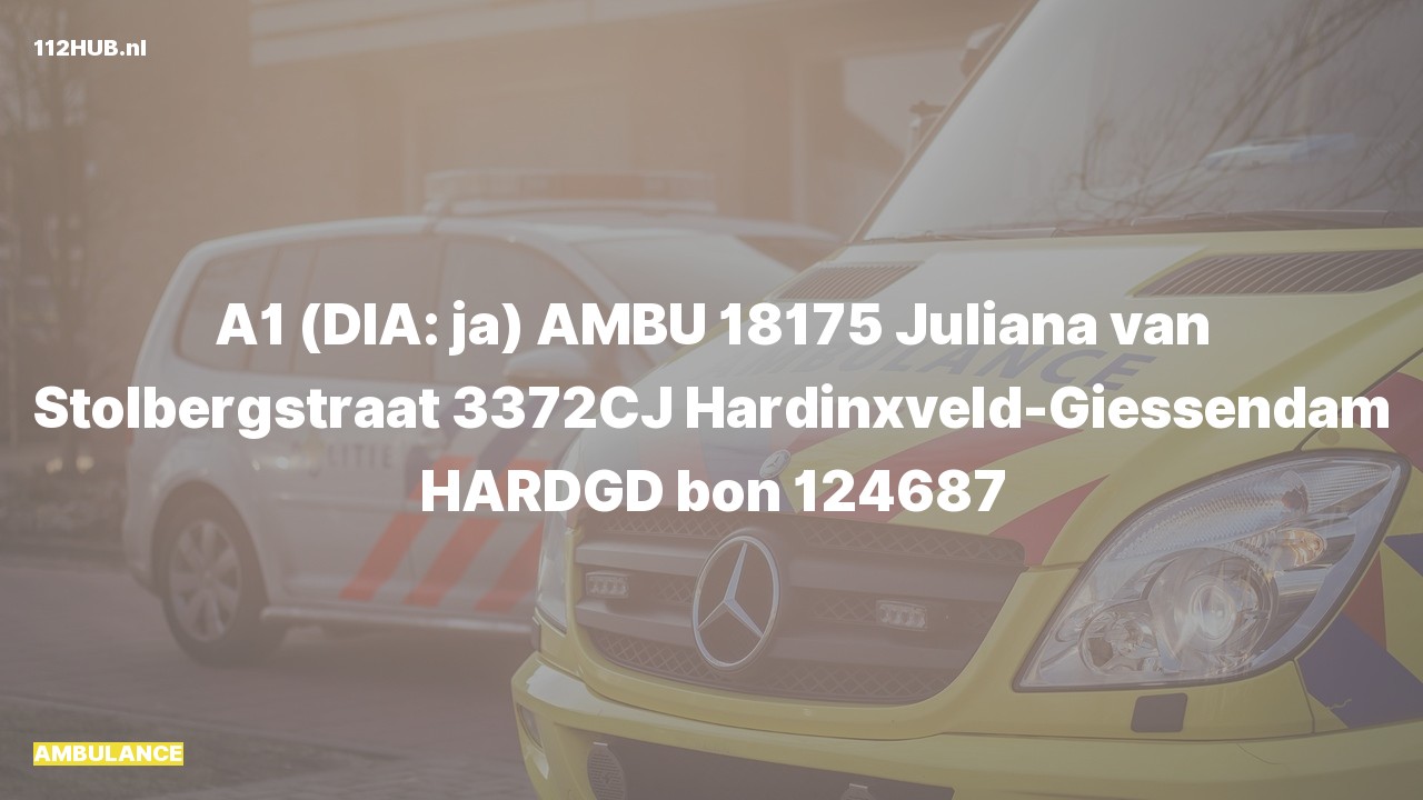 Deelafbeelding voor Ambulance met spoed naar de Juliana van Stolbergstraat in Hardinxveld-Giessendam.