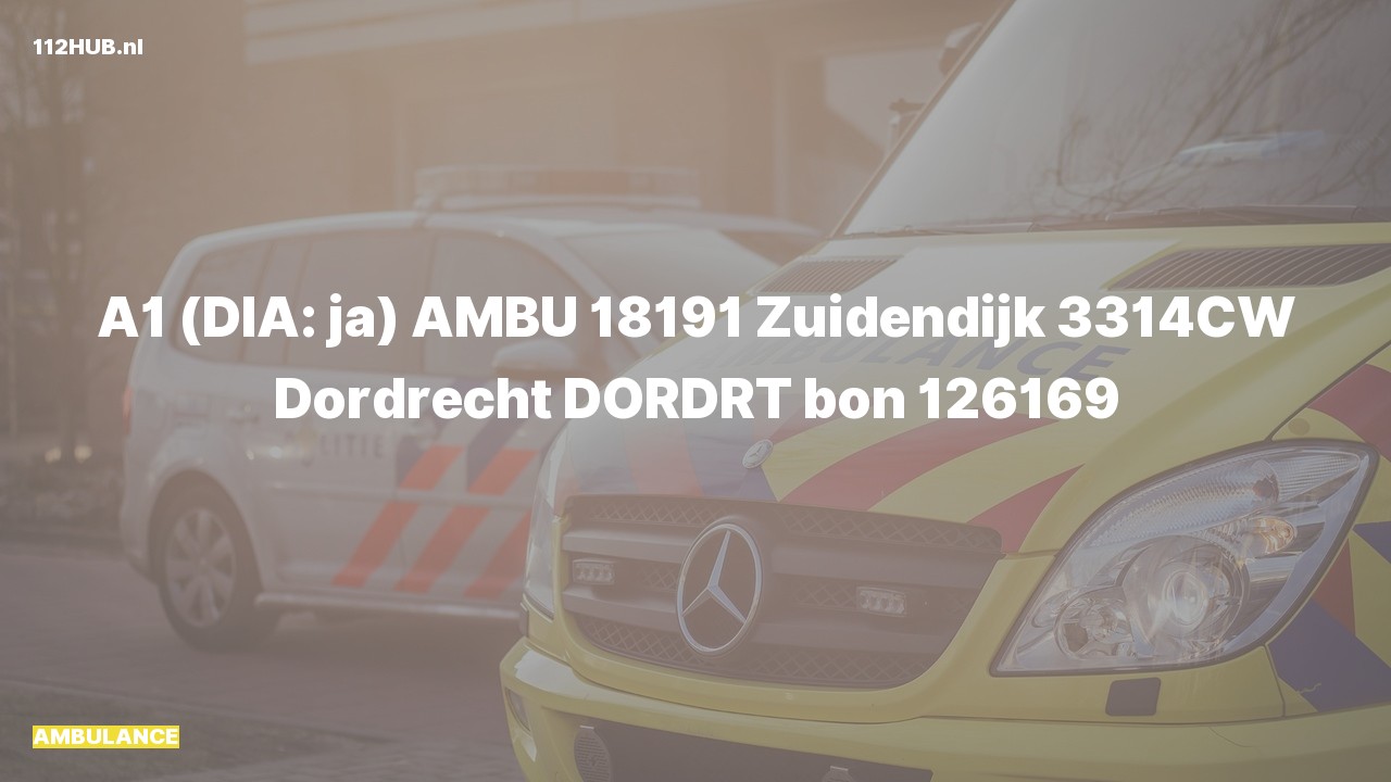 Deelafbeelding voor Ambulance met spoed naar de Zuidendijk in Dordrecht.