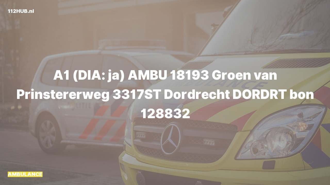 Deelafbeelding voor Ambulance met spoed naar de Groen van Prinstererweg in Dordrecht.