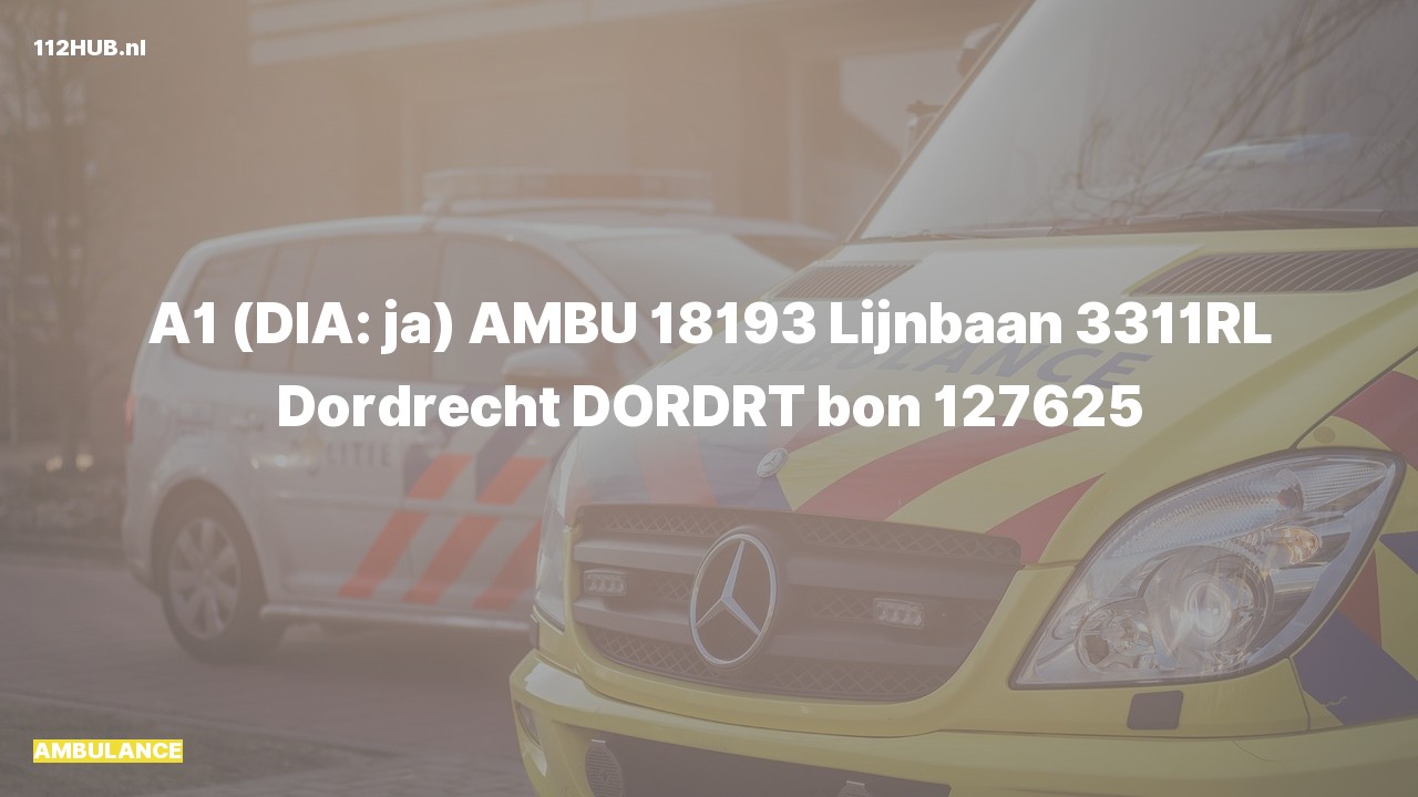 Deelafbeelding voor Ambulance met spoed naar de Lijnbaan in Dordrecht.