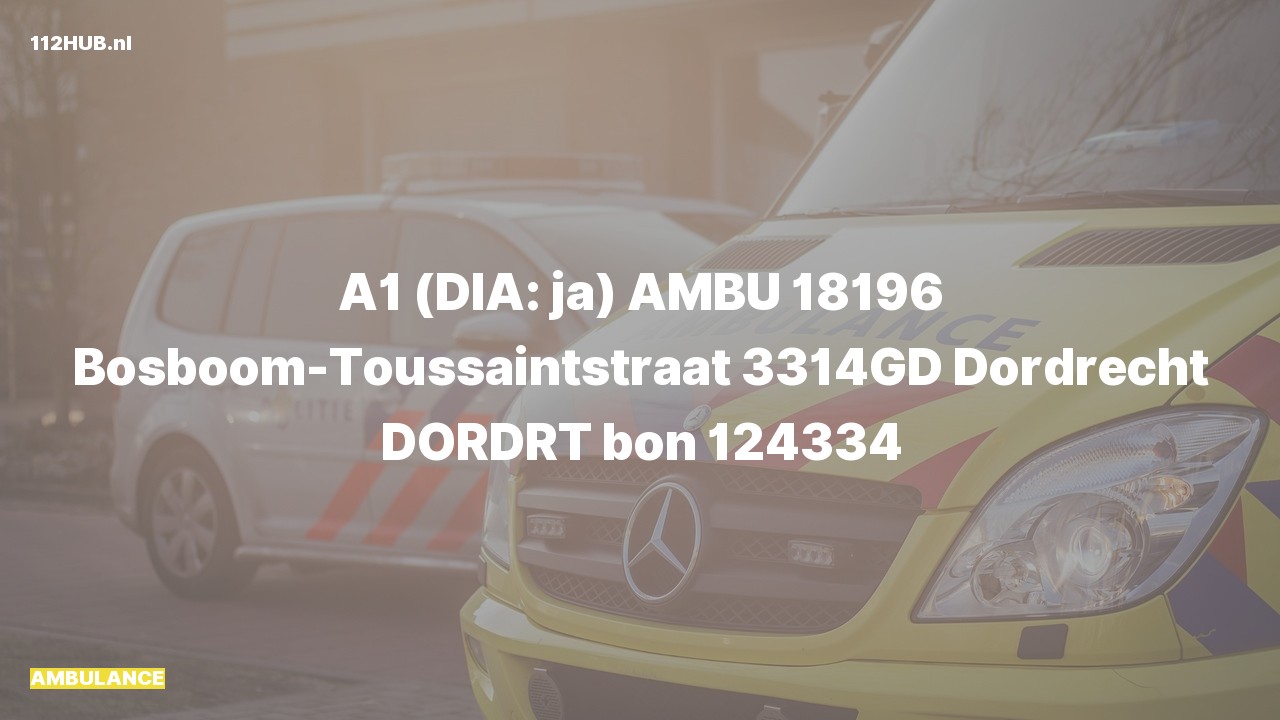 Deelafbeelding voor Ambulance met spoed naar de Bosboom-Toussaintstraat in Dordrecht.