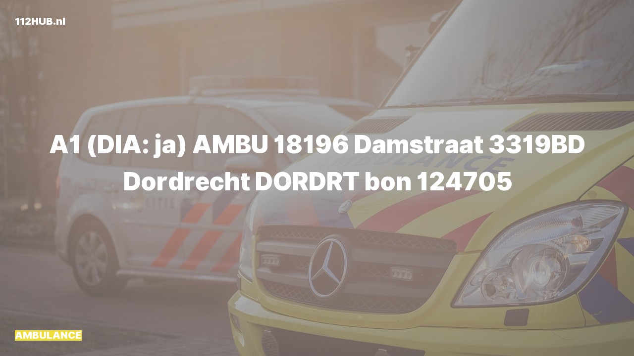 Deelafbeelding voor Ambulance met spoed naar de Damstraat in Dordrecht.