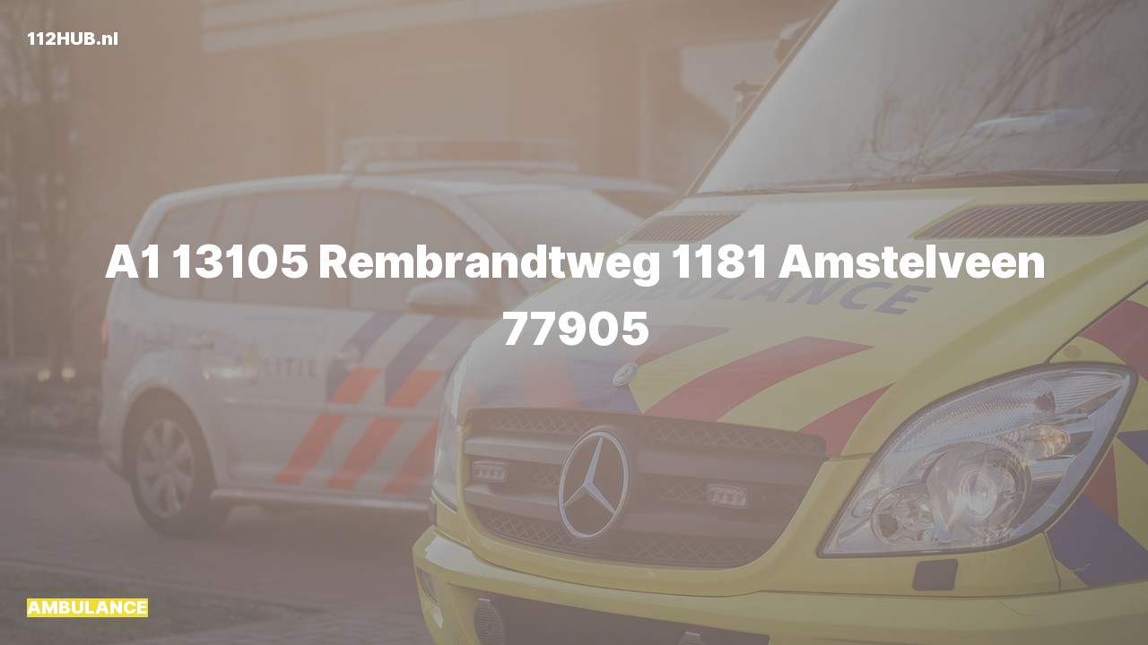 Deelafbeelding voor Ambulance met spoed naar de Rembrandtweg in Amstelveen.