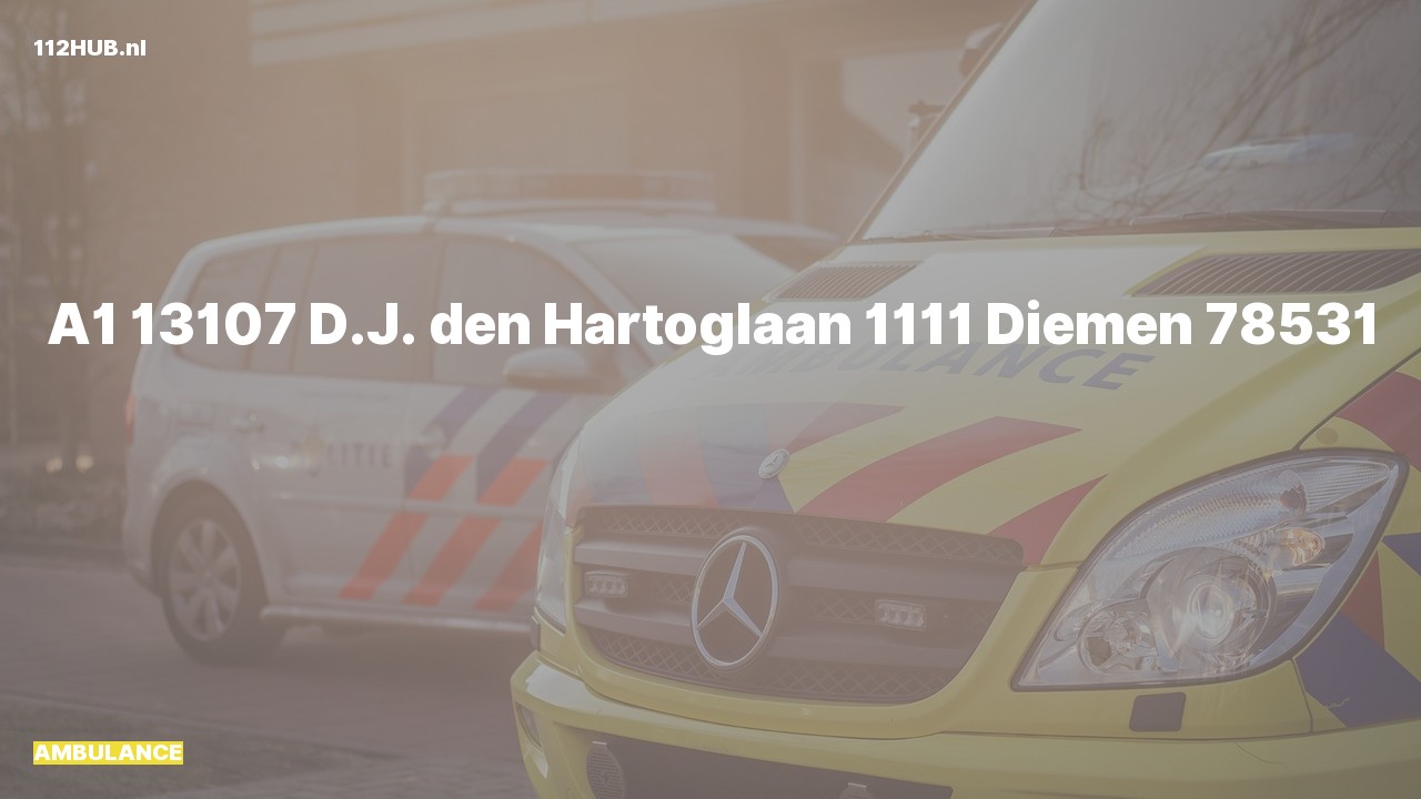 Deelafbeelding voor Ambulance met spoed naar de D.J. den Hartoglaan in Diemen.