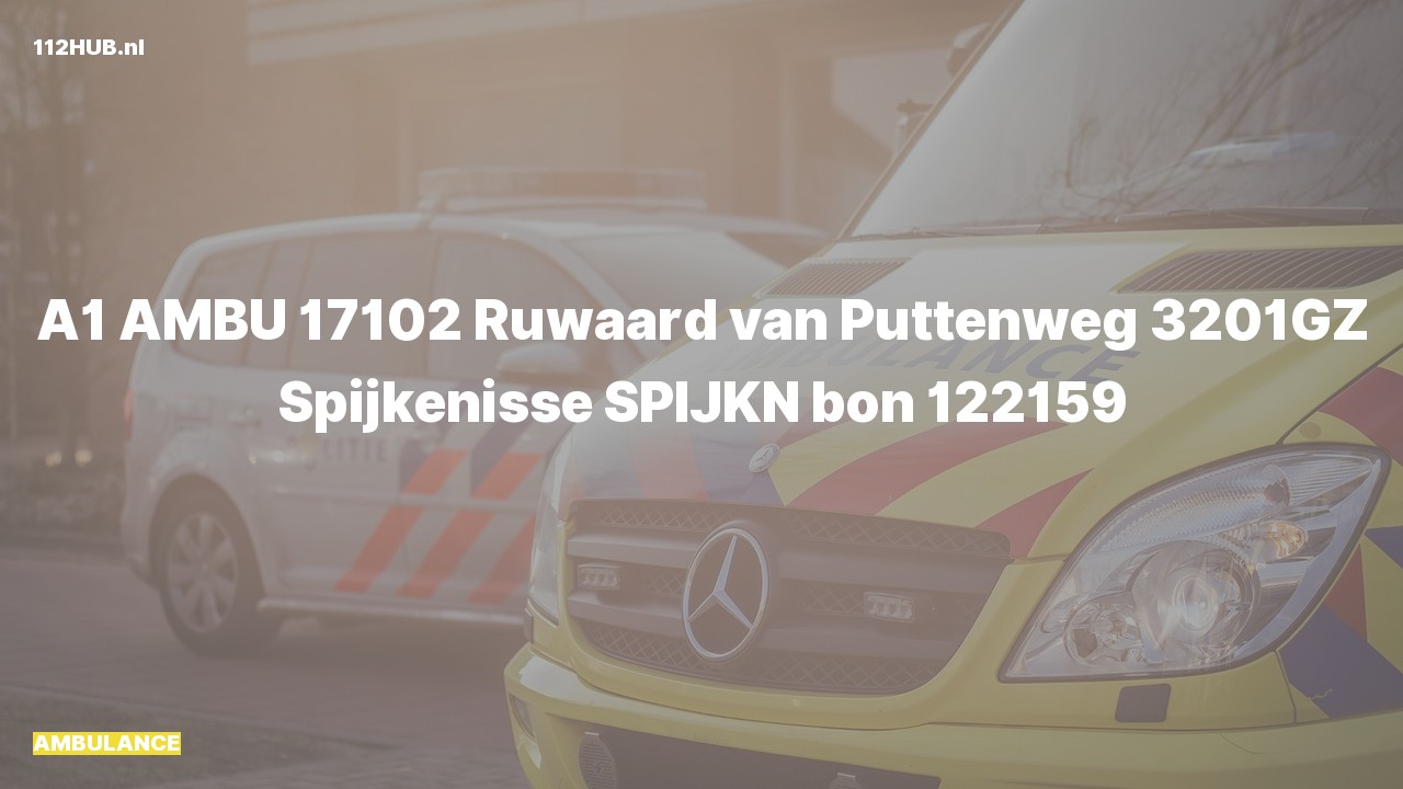 Deelafbeelding voor Ambulance met spoed naar de Ruwaard van Puttenweg in Spijkenisse.