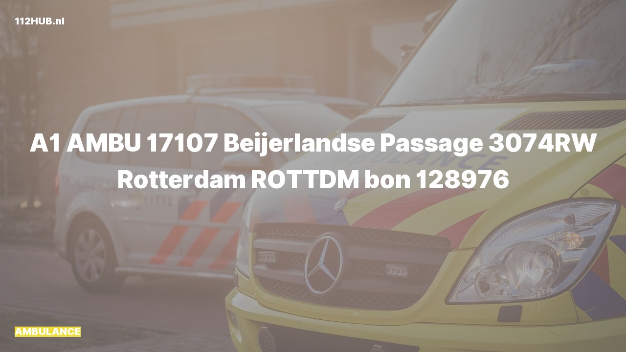Deelafbeelding voor Ambulance met spoed naar de Beijerlandse Passage in Rotterdam.