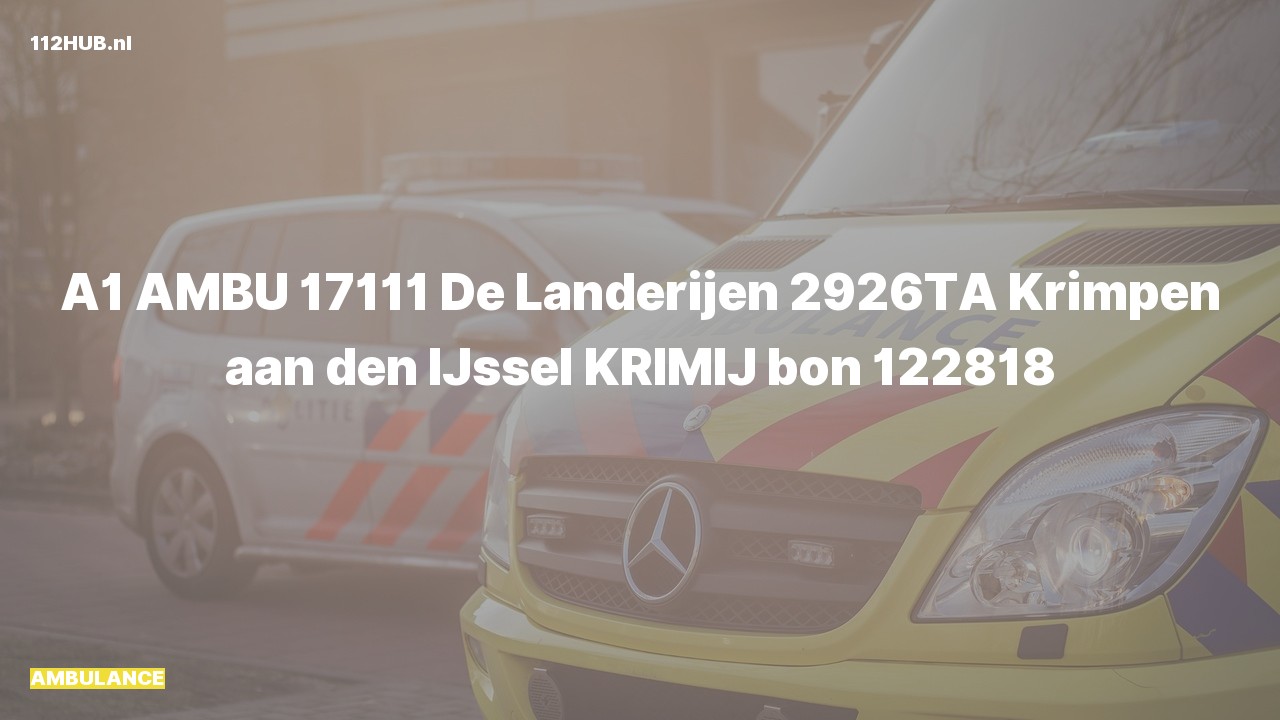 Deelafbeelding voor Ambulance met spoed naar de De Landerijen in Krimpen aan den IJssel.