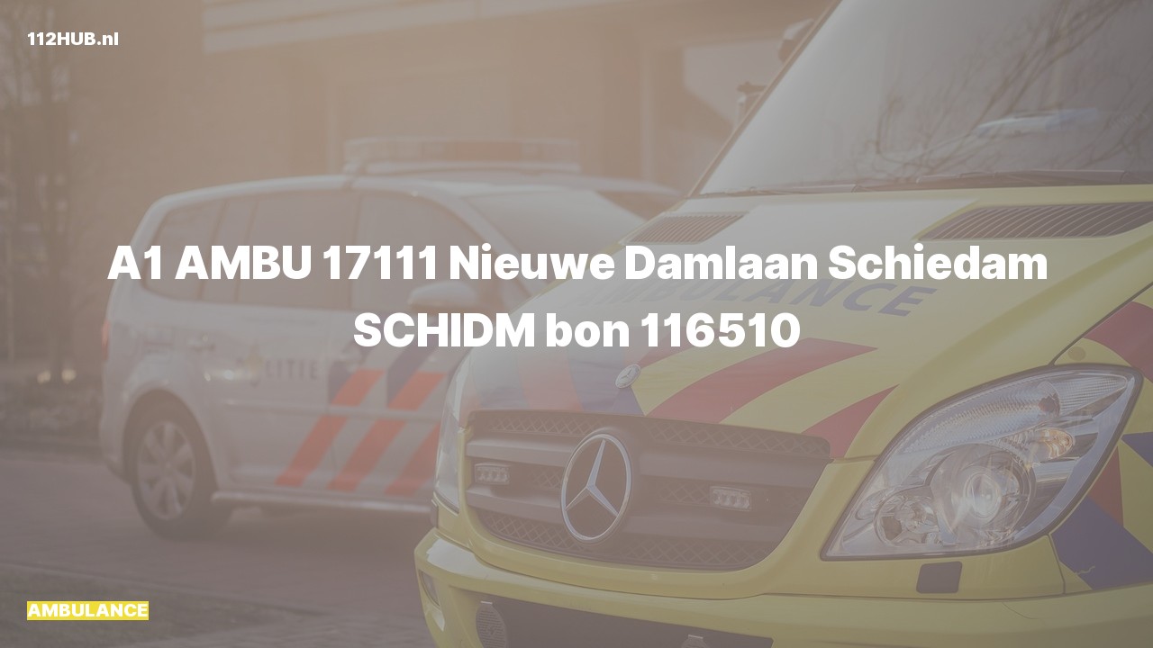 Deelafbeelding voor Ambulance met spoed naar de Nieuwe Damlaan in Schiedam.