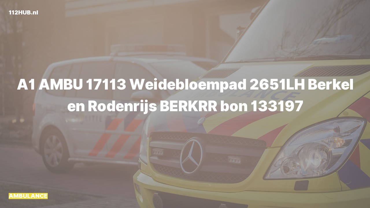 Deelafbeelding voor Ambulance met spoed naar de Weidebloempad in Berkel en Rodenrijs.
