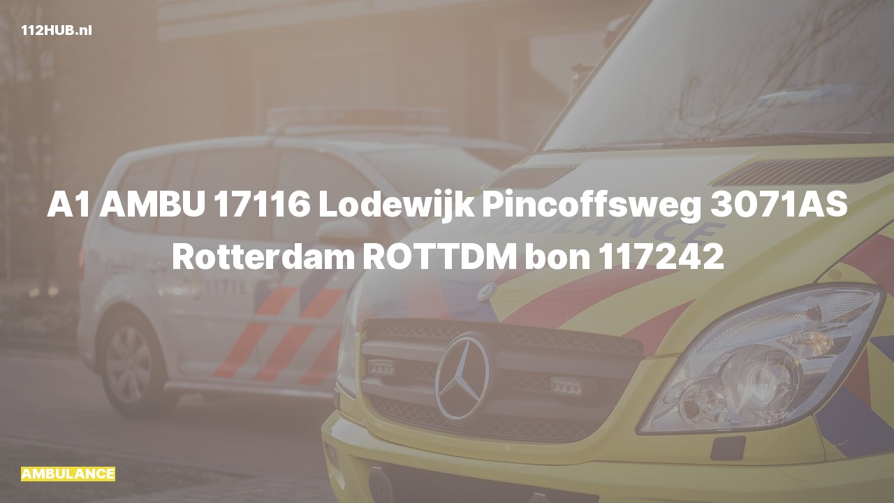 Deelafbeelding voor Ambulance met spoed naar de Lodewijk Pincoffsweg in Rotterdam.