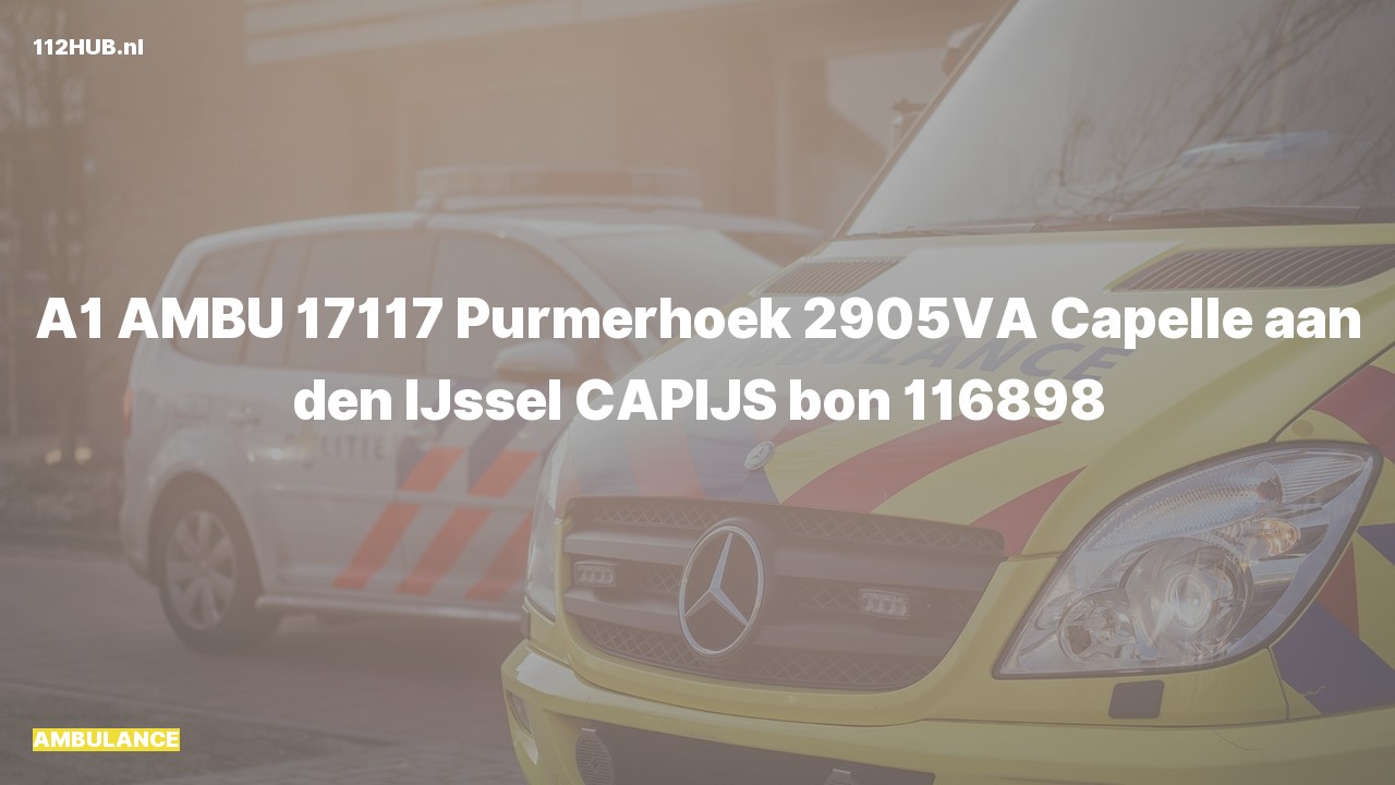 Deelafbeelding voor Ambulance met spoed naar de Purmerhoek in Capelle aan den IJssel.