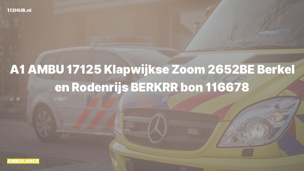 Deelafbeelding voor Ambulance met spoed naar de Klapwijkse Zoom in Berkel en Rodenrijs.