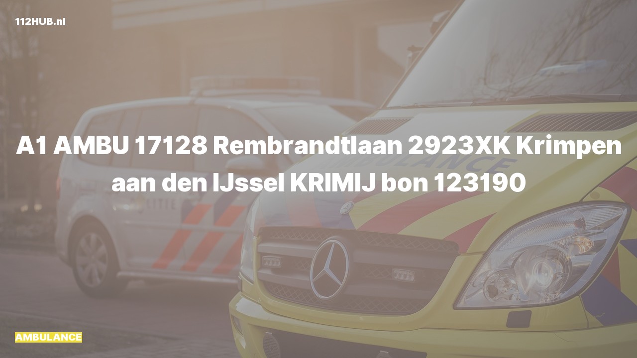 Deelafbeelding voor Ambulance met spoed naar de Rembrandtlaan in Krimpen aan den IJssel.