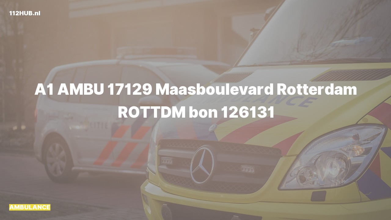 Deelafbeelding voor Ambulance met spoed naar de Maasboulevard in Rotterdam.