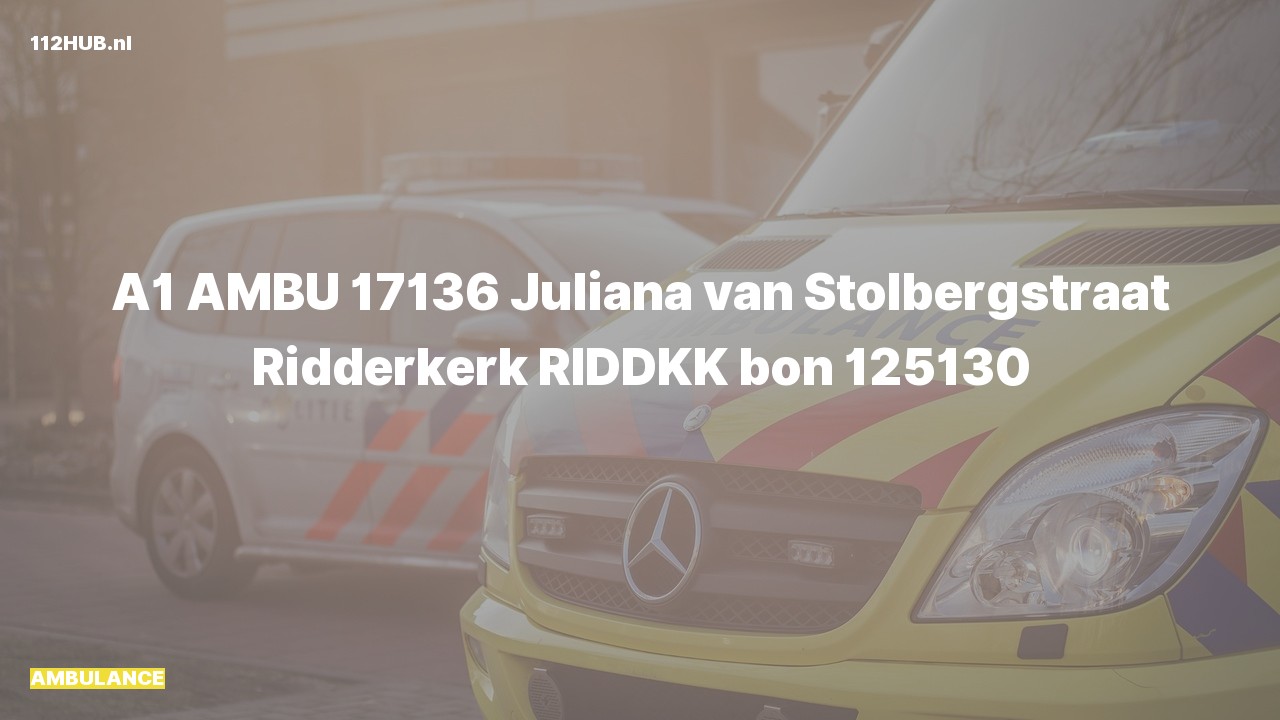 Deelafbeelding voor Ambulance met spoed naar de Juliana van Stolbergstraat in Ridderkerk.