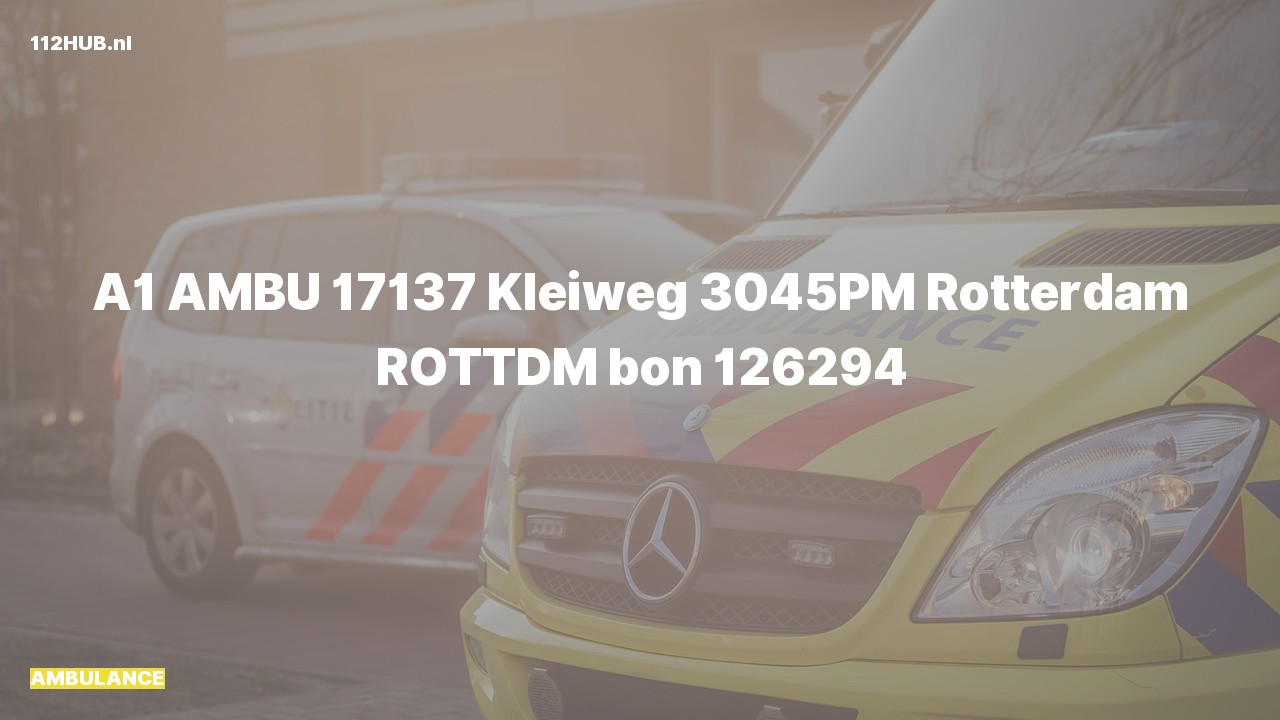 Deelafbeelding voor Ambulance met spoed naar de Kleiweg in Rotterdam.