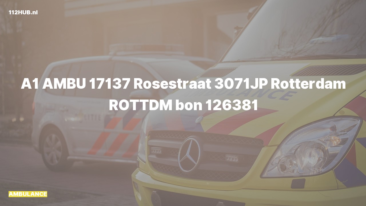 Deelafbeelding voor Ambulance met spoed naar de Rosestraat in Rotterdam.