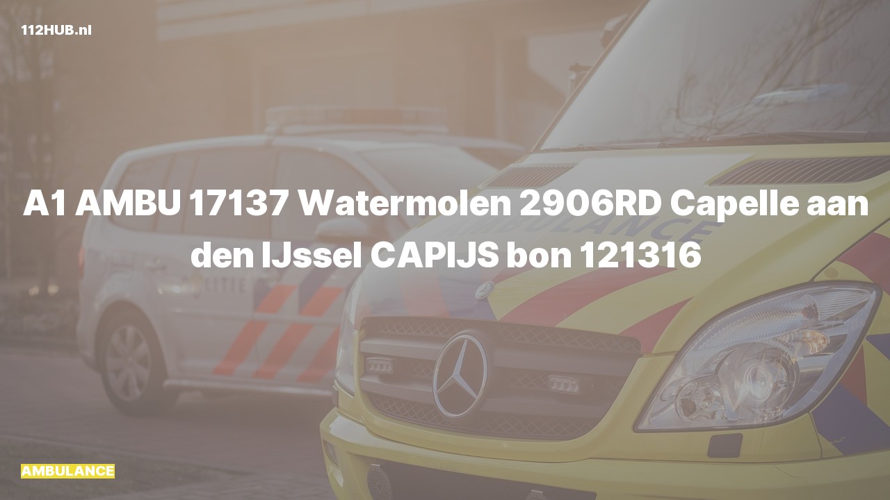 Deelafbeelding voor Ambulance met spoed naar de Watermolen in Capelle aan den IJssel.