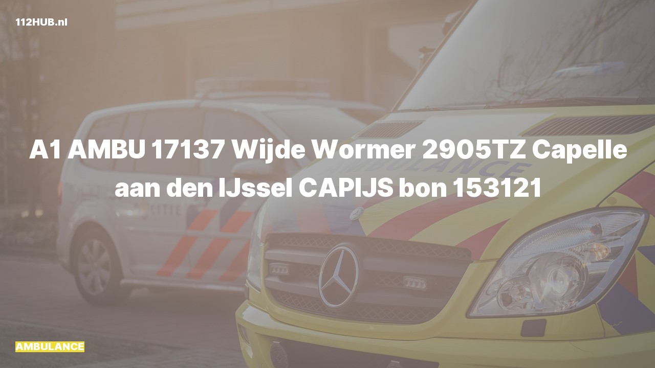 Deelafbeelding voor De ambulance is met spoed uitgerukt naar de Wijde Wormer in Capelle aan den IJssel