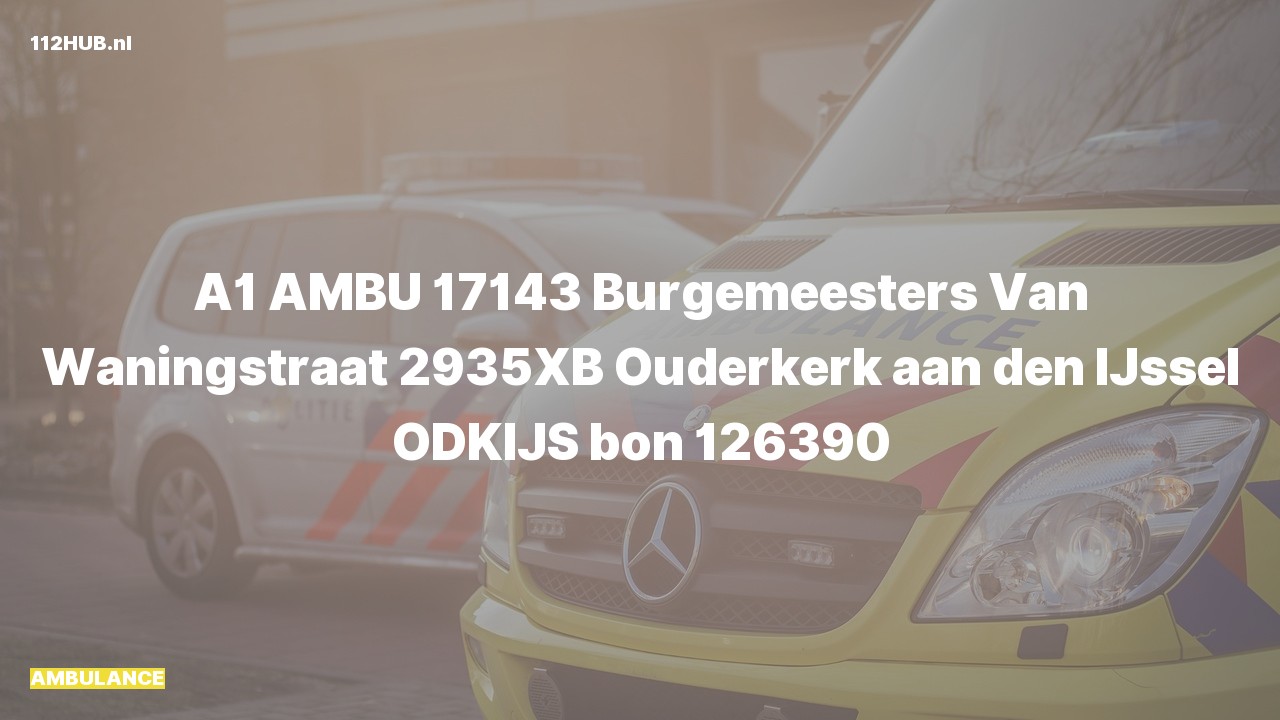 Deelafbeelding voor Ambulance met spoed naar de Burgemeesters Van Waningstraat in Ouderkerk aan den IJssel.