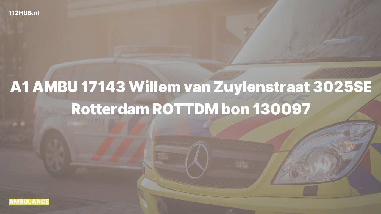 Deelafbeelding voor Ambulance met spoed naar de Willem van Zuylenstraat in Rotterdam.