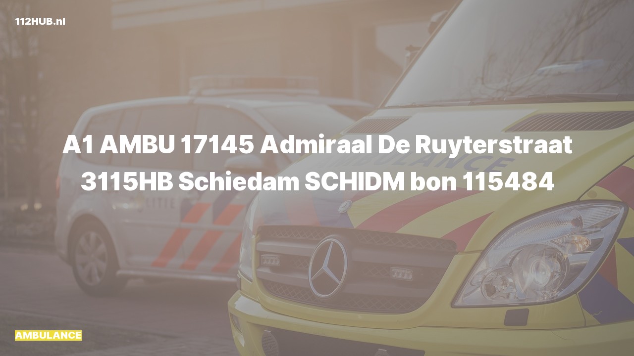 Deelafbeelding voor Ambulance met spoed naar de Admiraal De Ruyterstraat in Schiedam.